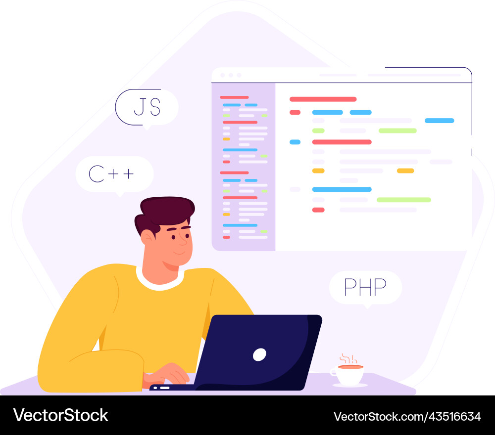 Trendy flat of web coding vector image