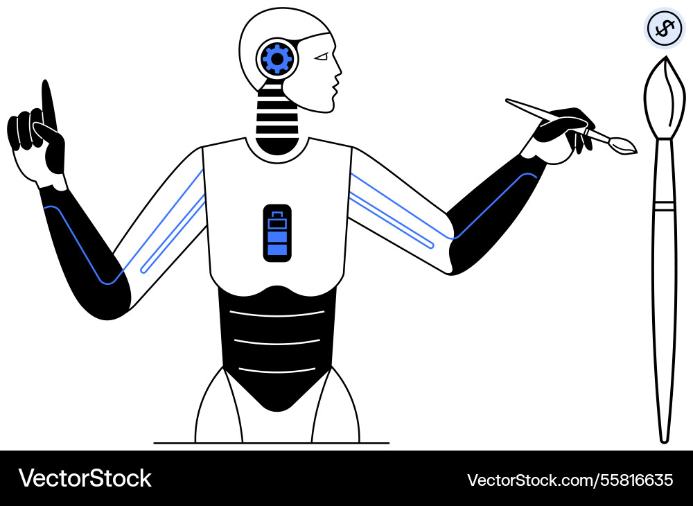 Ai-powered robot combining technology Ai-powered robot combining technology vector image