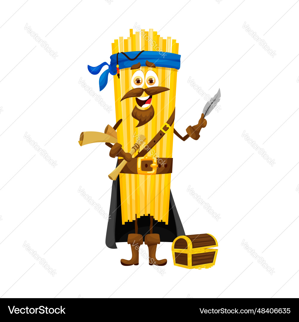 Cartoon lunguine italian pasta pirate character Cartoon lunguine italian pasta pirate character vector image