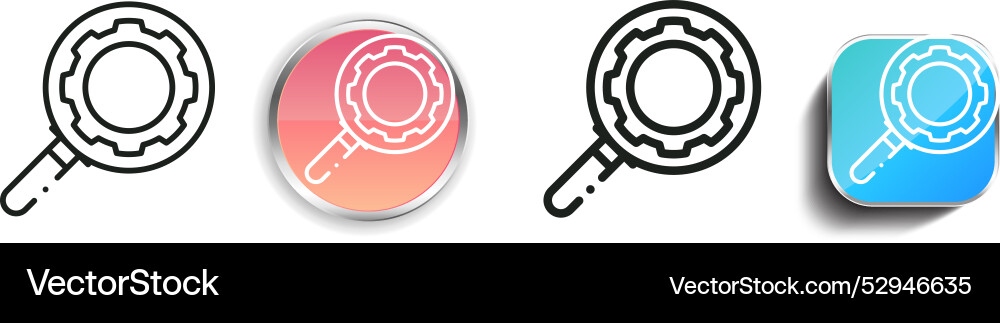 Cogwheel icon thin linear regular and button vector image