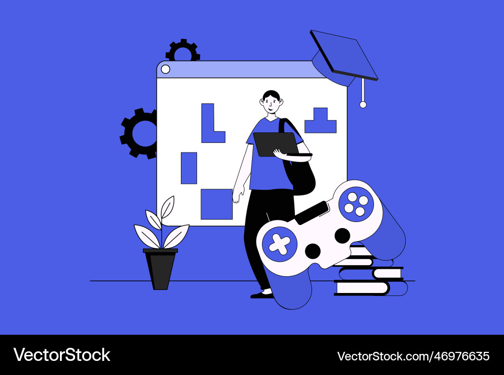 Gamification in learning web concept Gamification in learning web concept vector image