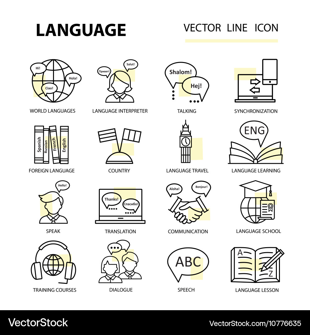 Set modern linear icons on the topic of learning vector image