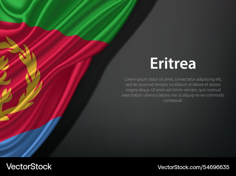 Waving eritrea flag on dark background Vector Image
