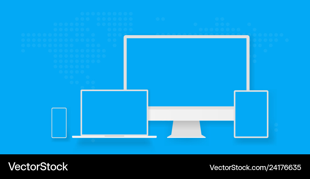 White desktop computer display screen smartphone Vector Image