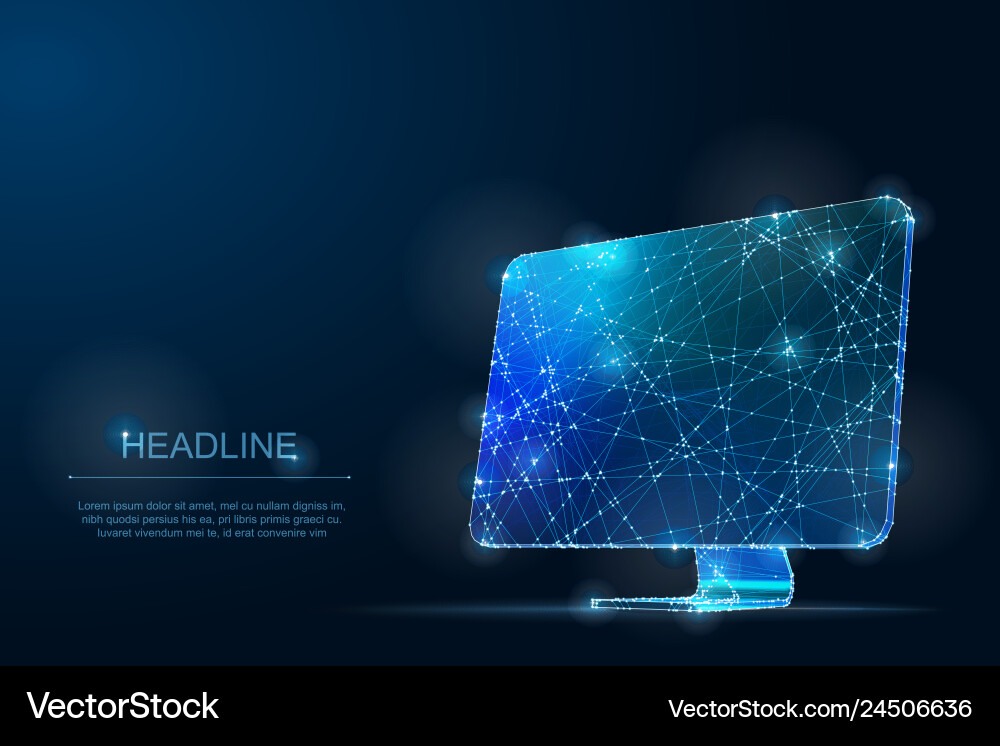 3D Computer Monitor Abstract Network vector image