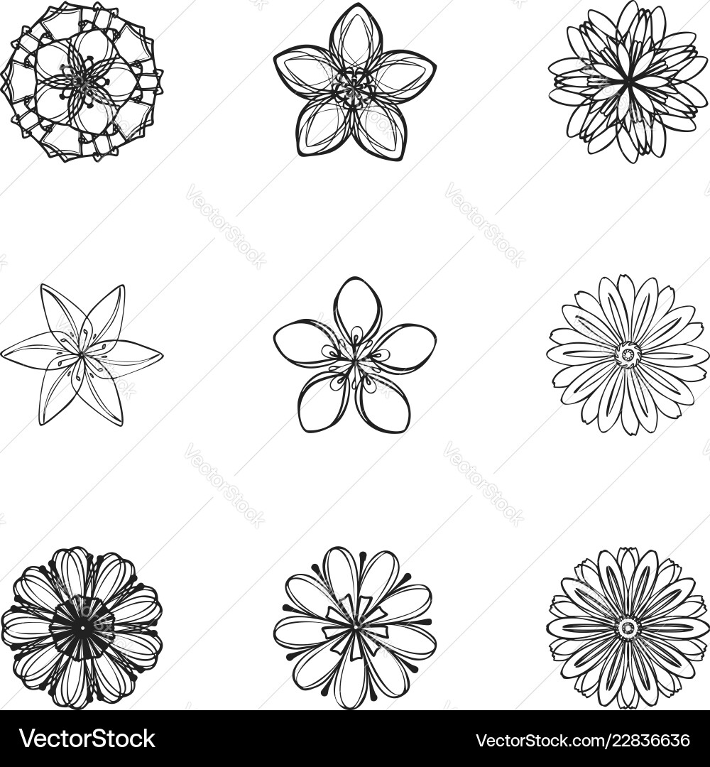 Bloom flower icon set simple style Bloom flower icon set simple style vector image