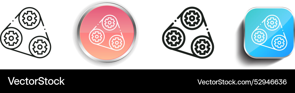 Cogwheels icon thin linear regular and button vector image