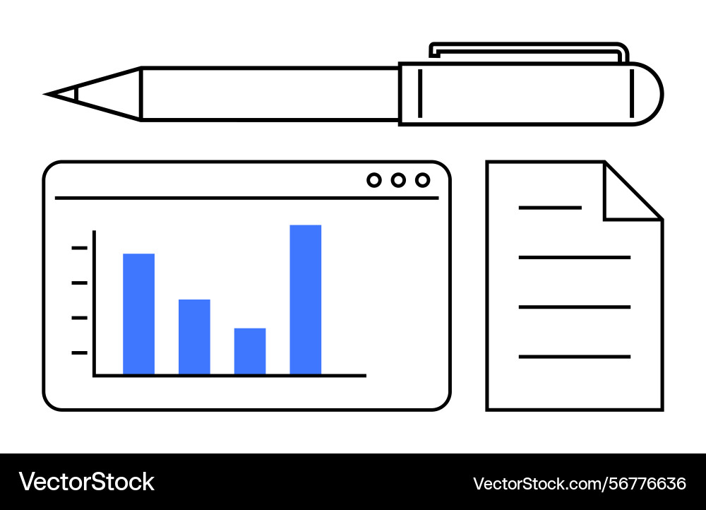 Digital analytics tools with bar chart document Digital analytics tools with bar chart document vector image