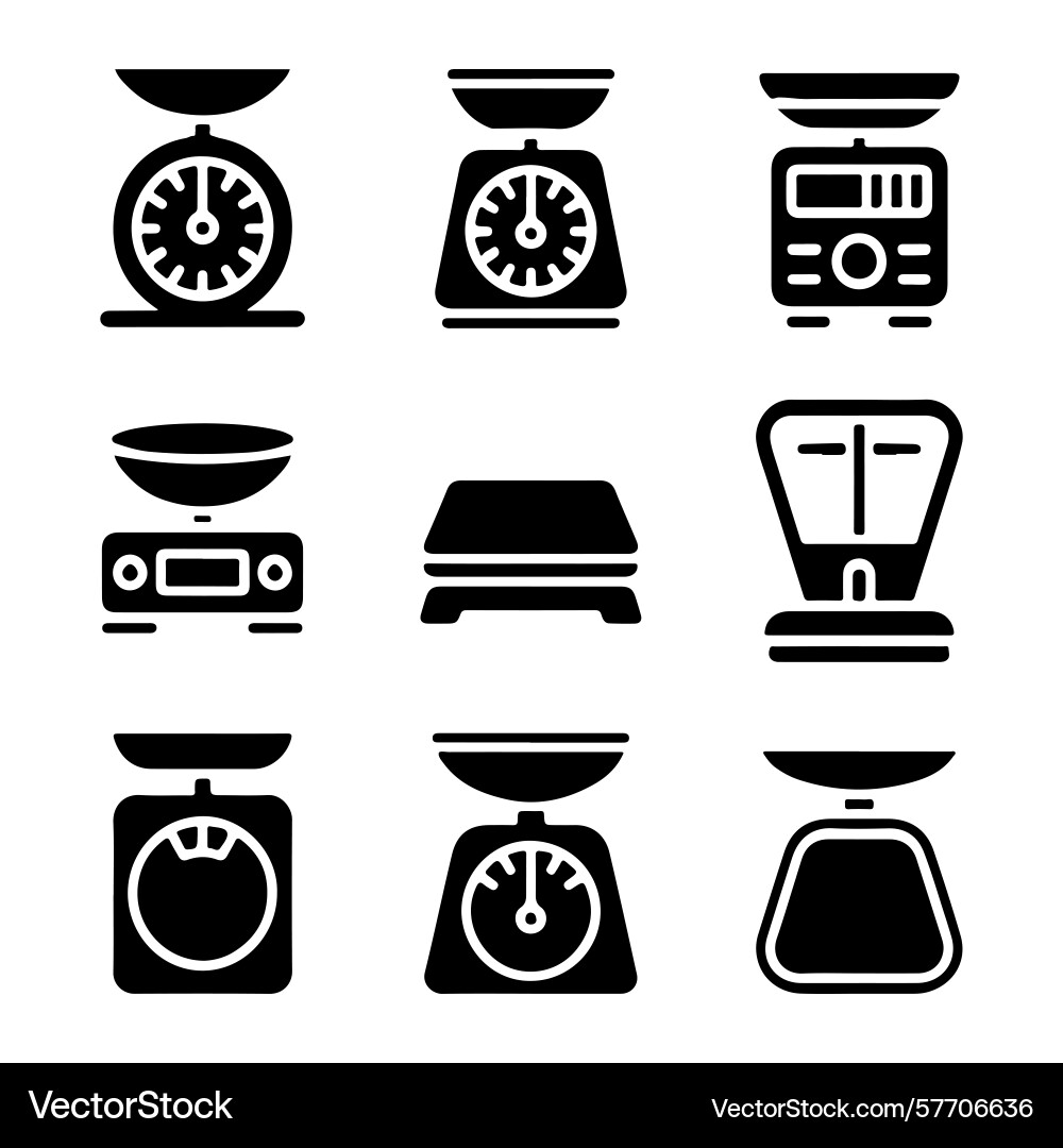 Digital and analog food scale icons Vector Image