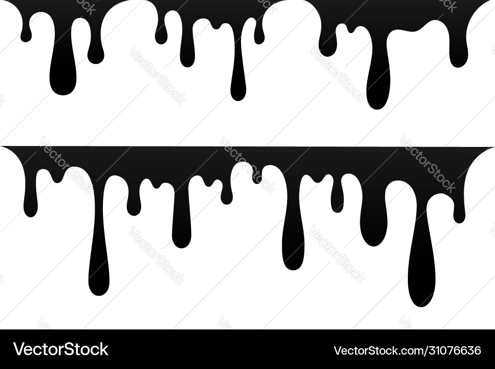 Drip paint set ink stain drop melt liquid vector image