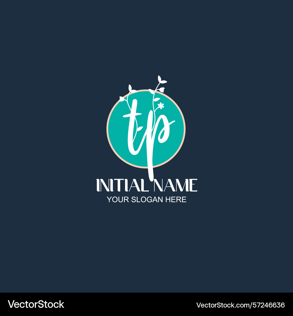 Elegant tp initial logo design with botanical Vector Image