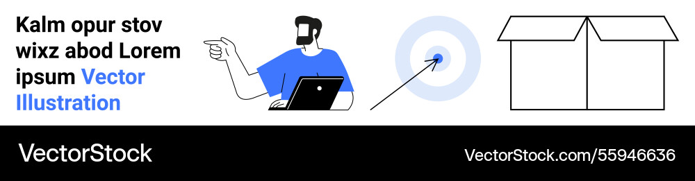 Man with laptop pointing towards target icon Vector Image