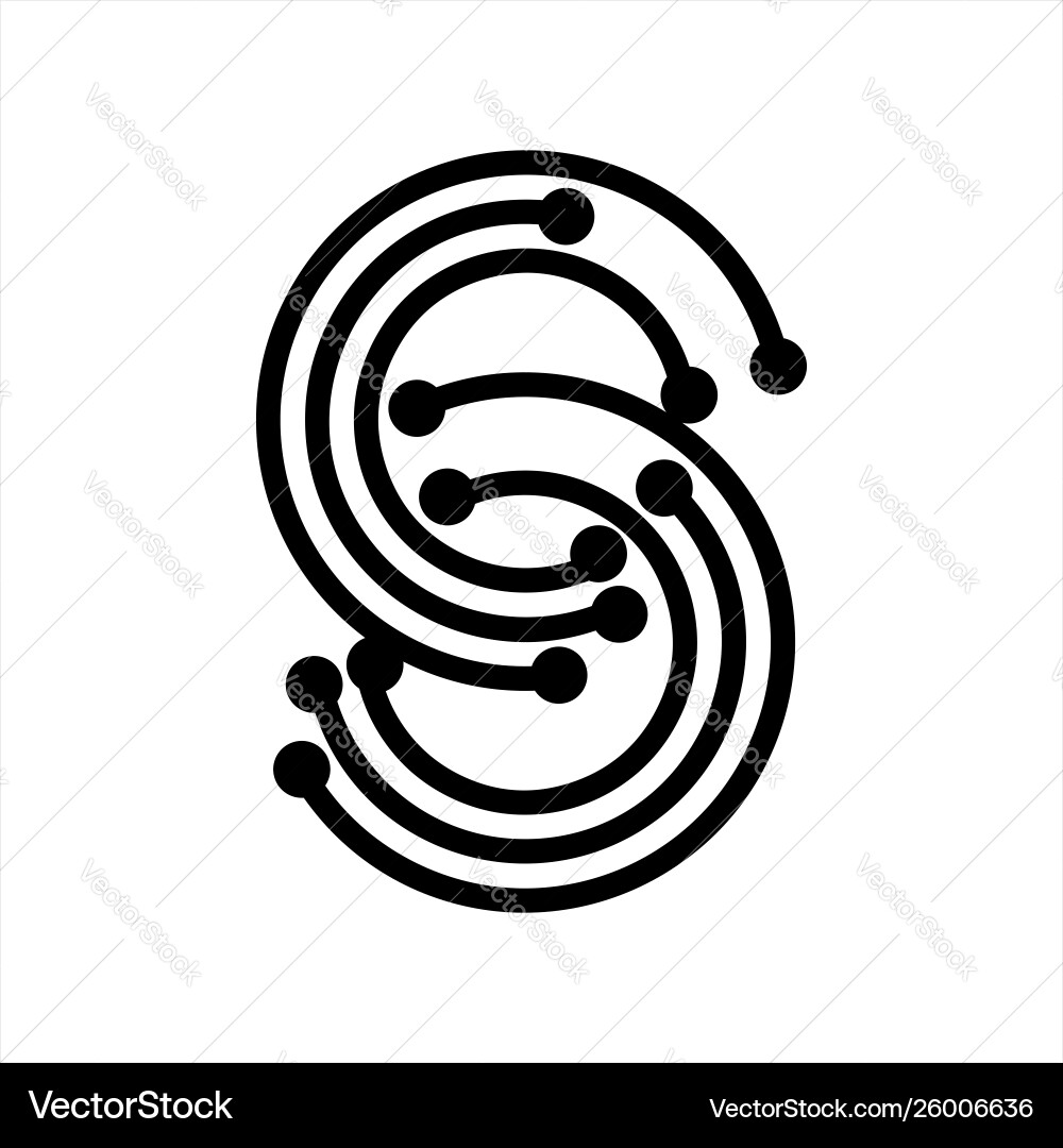 S csc ss initials geometric network line S csc ss initials geometric network line vector image