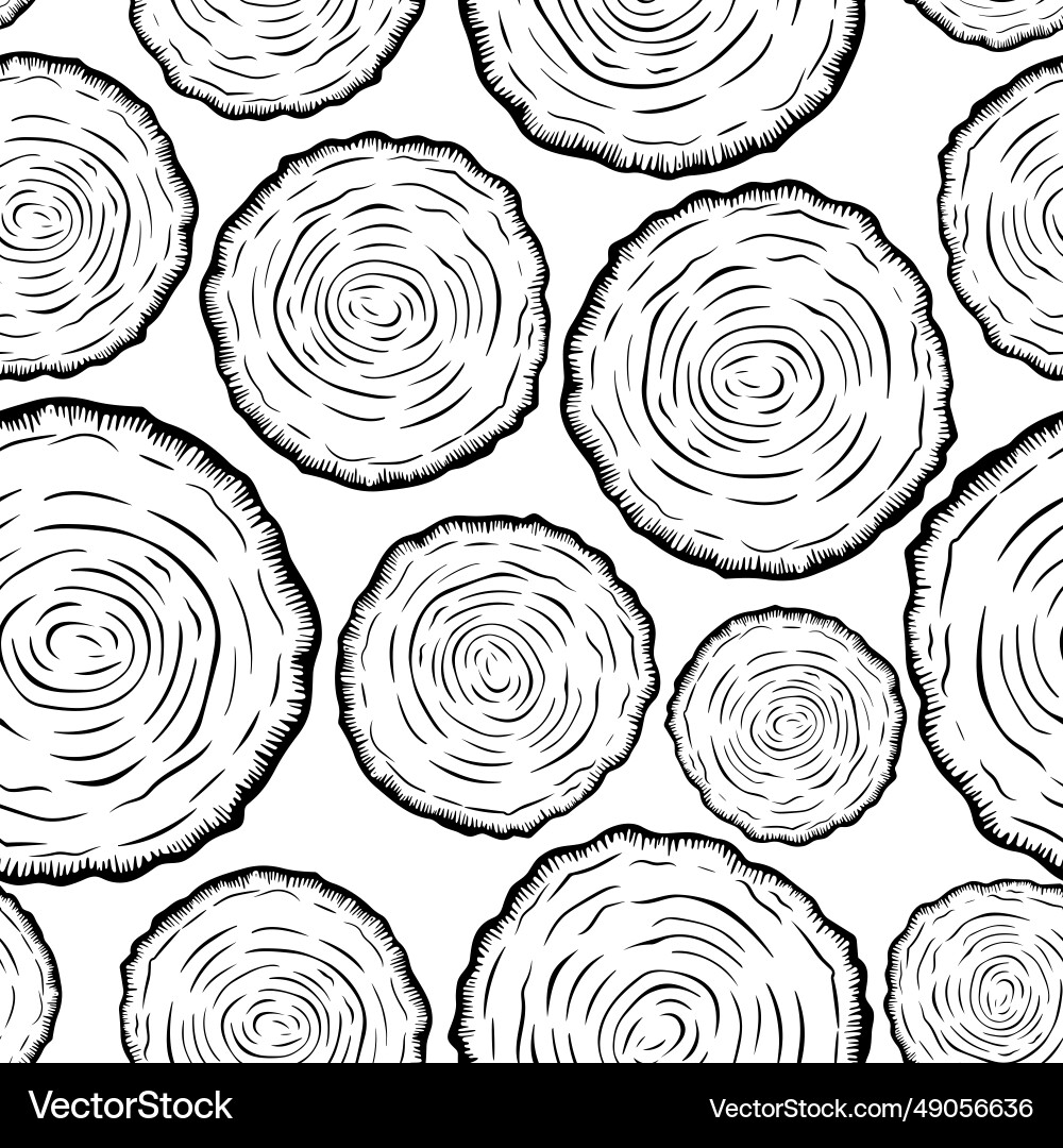 Seamless pattern with tree rings saw cut vector image