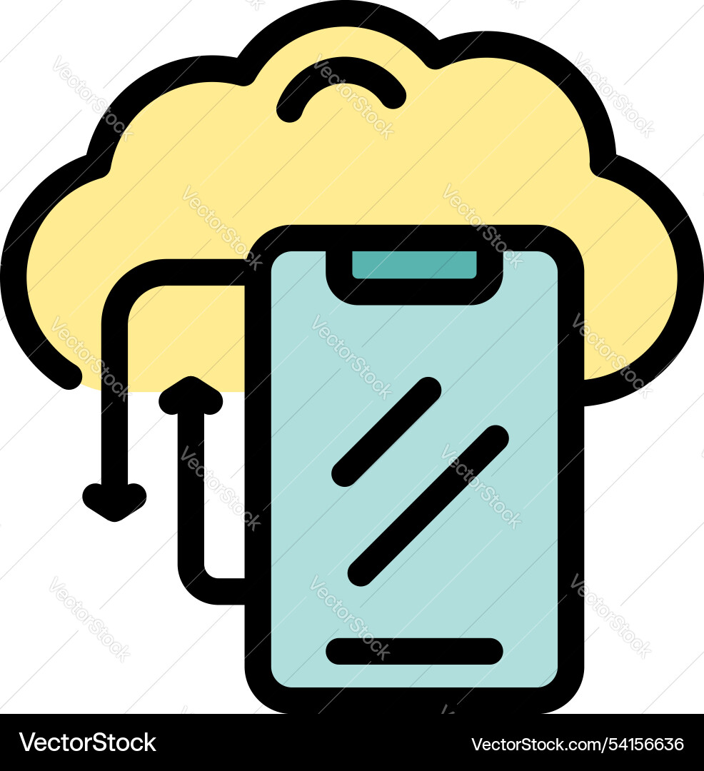 Smartphone exchanging data with cloud storage icon Smartphone exchanging data with cloud storage icon vector image