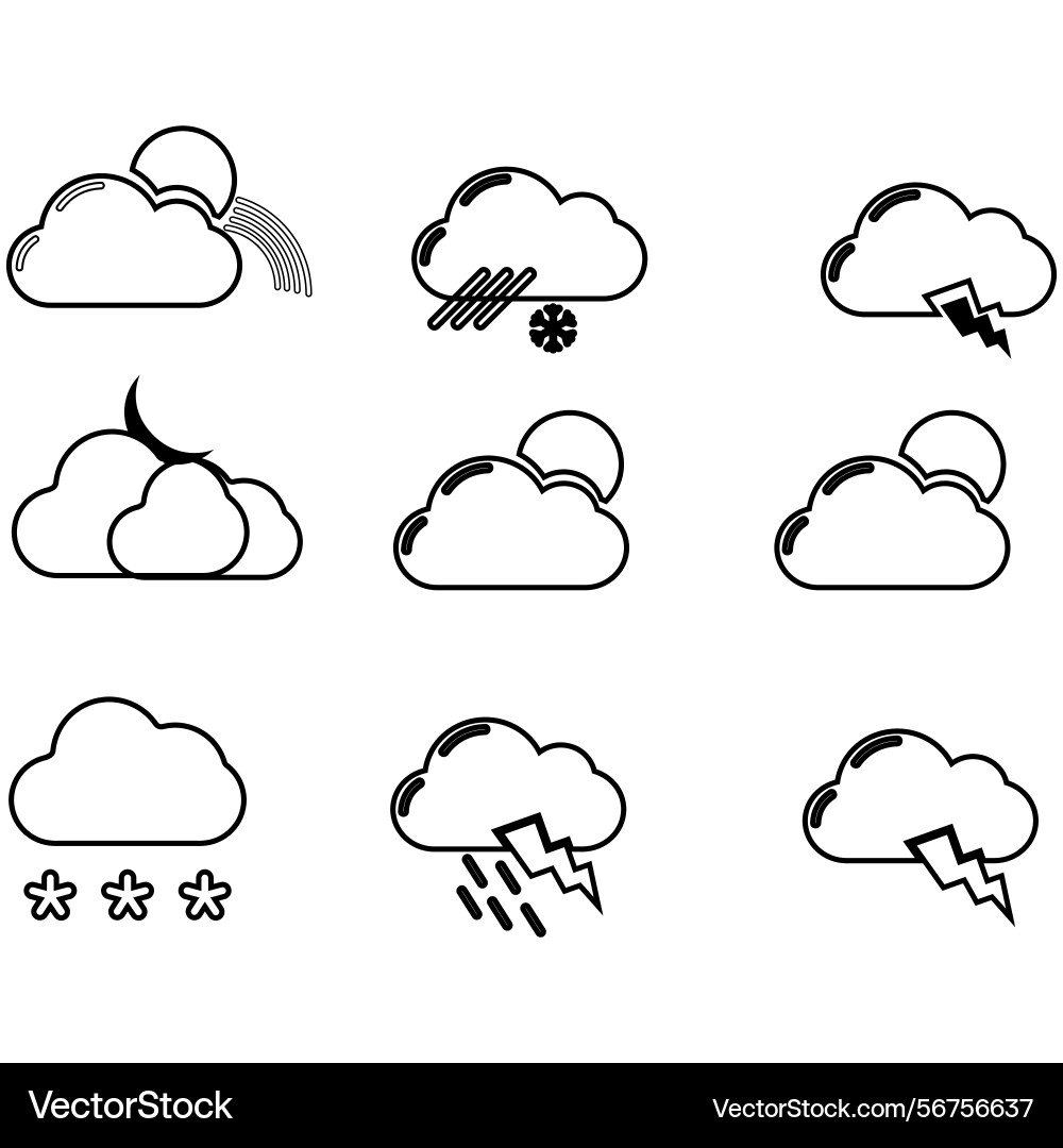 Clouds icons set of in different form Clouds icons set of in different form Vector Image