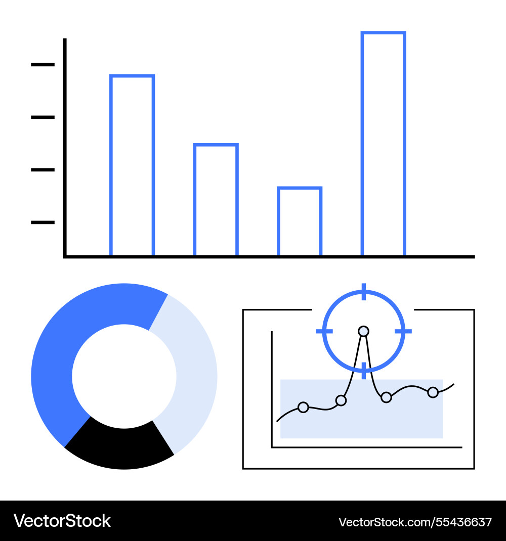 Data visualization with bar graph pie chart Data visualization with bar graph pie chart vector image