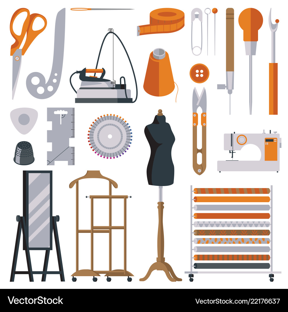 Flat tailor objects set collection for creating Flat tailor objects set collection for creating vector image