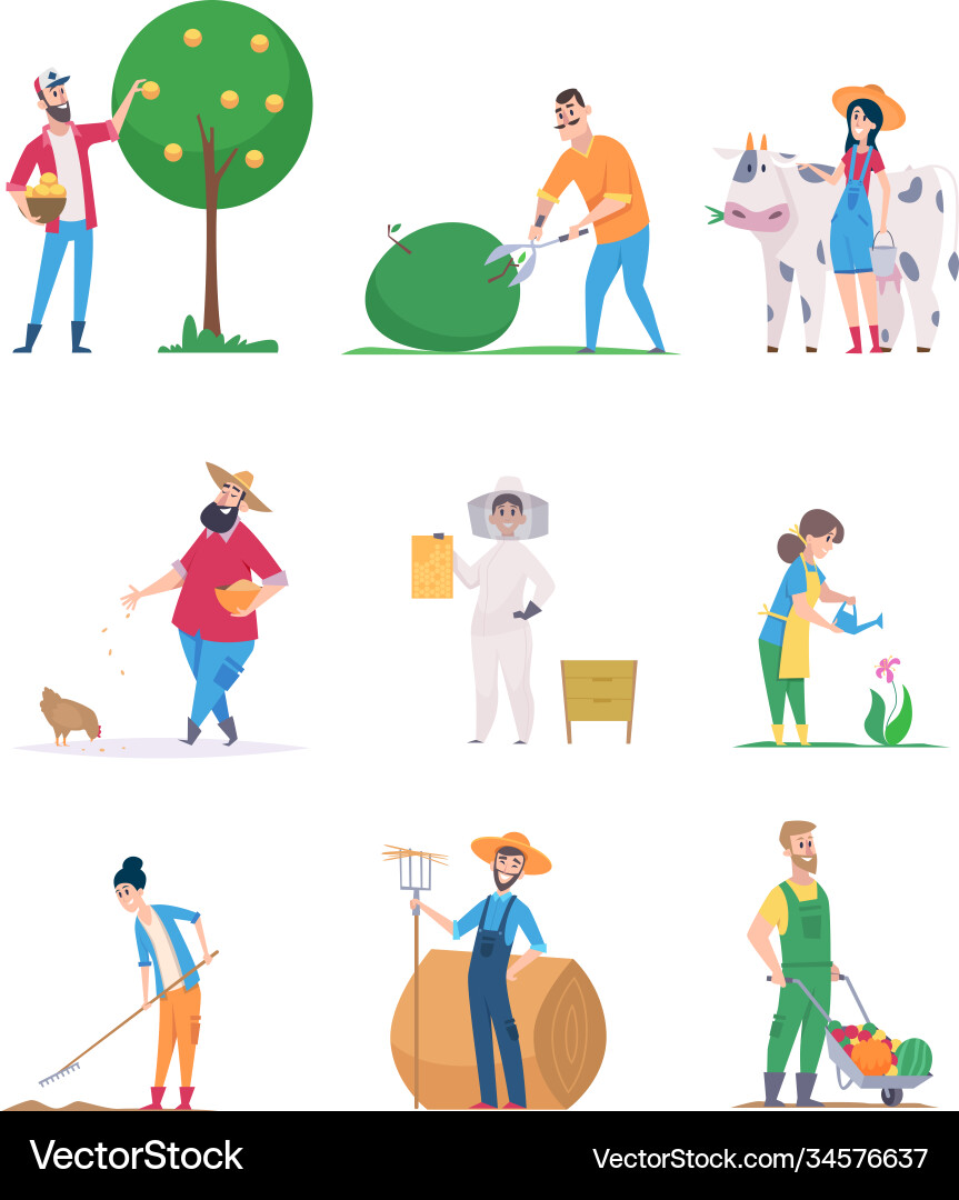 Happy Farmers and Gardeners Vector Image