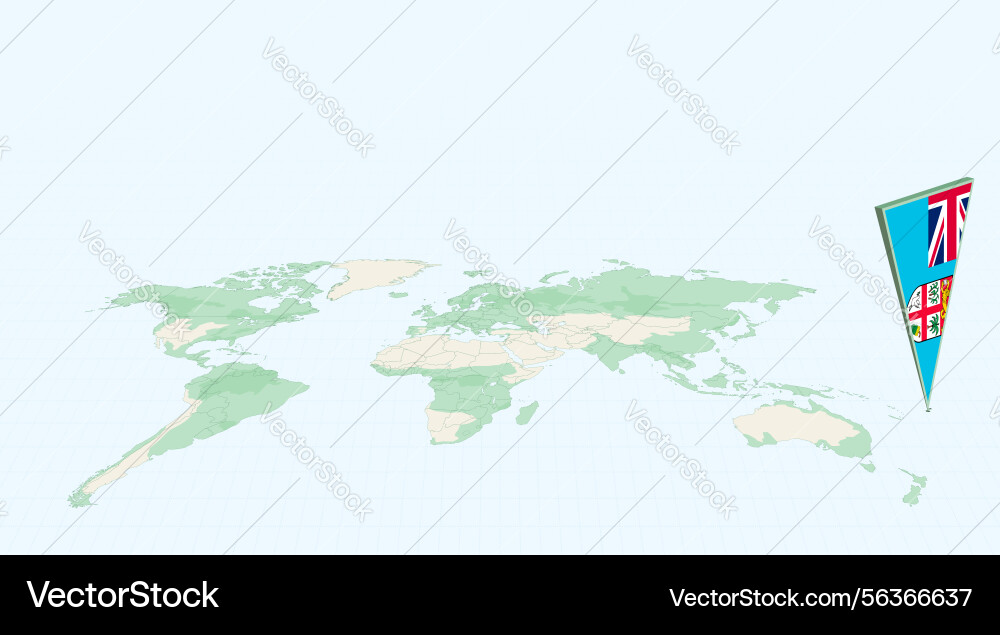 Highlighted fiji on global map with 3d flag Highlighted fiji on global map with 3d flag vector image
