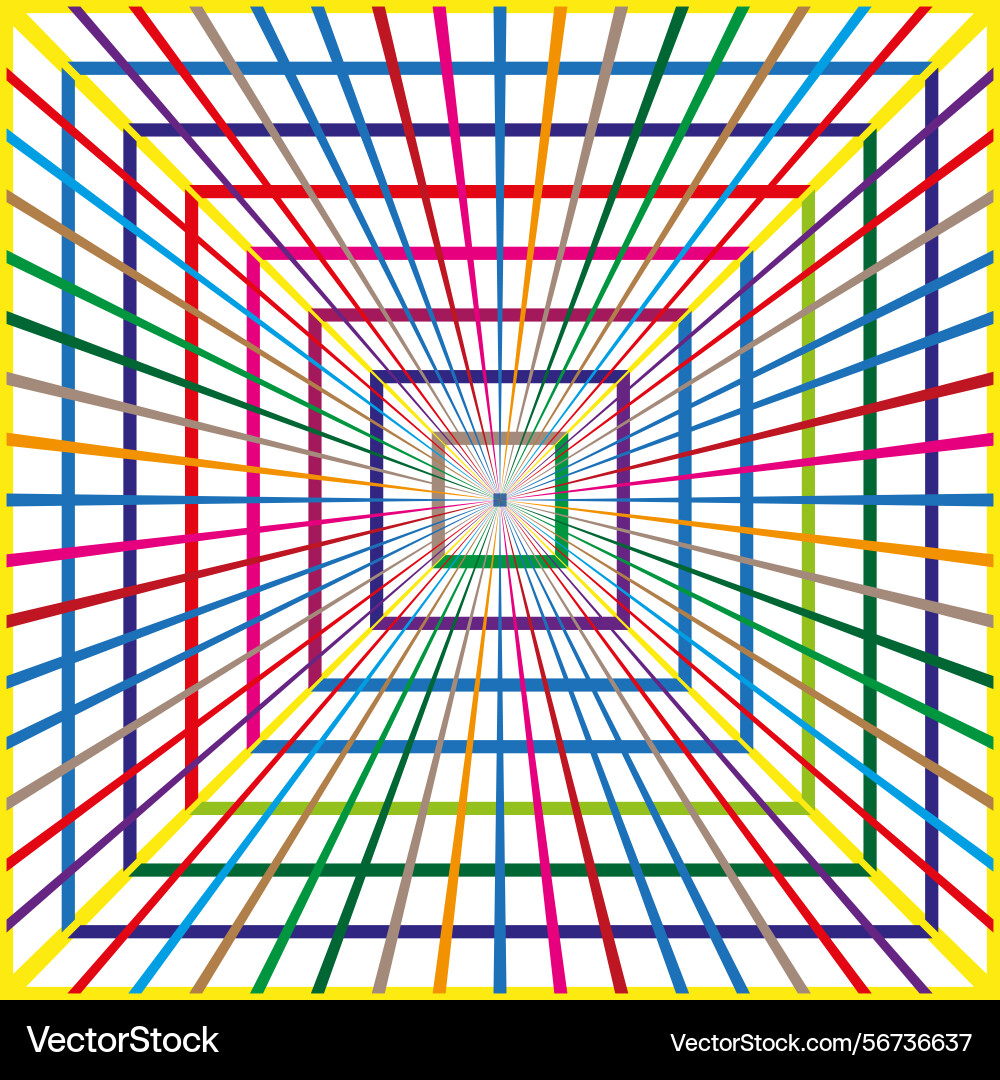 Square tunnel shape colorful line pattern Square tunnel shape colorful line pattern Vector Image
