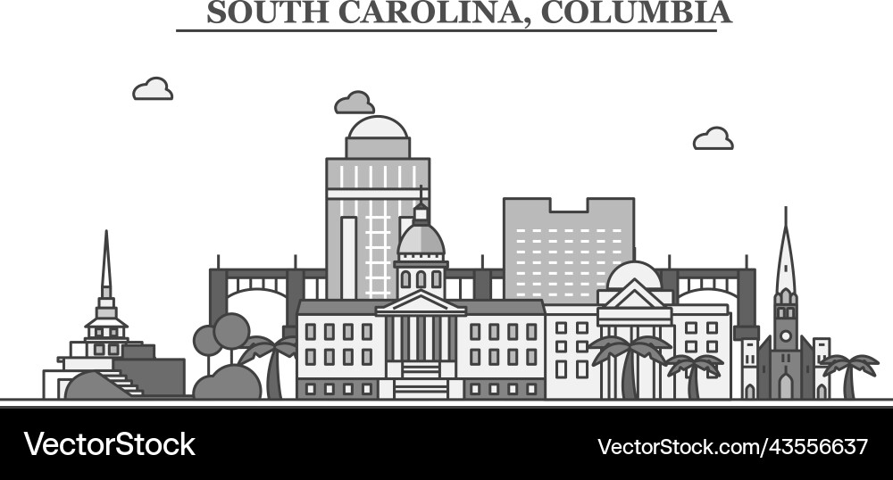Vereinigte Staaten columbia city skyline isoliert Vereinigte Staaten columbia city skyline isoliert vektorbild
