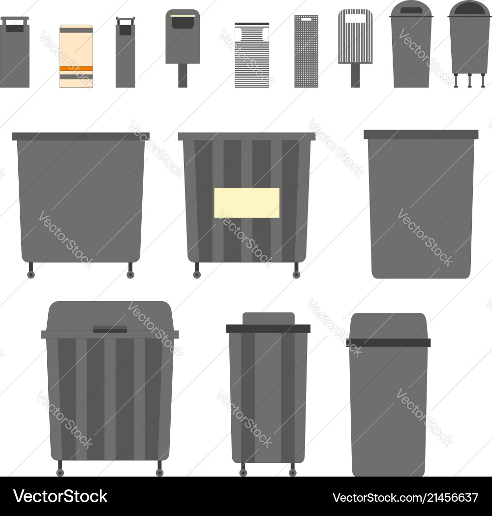 Waste can of garbage types container bin Waste can of garbage types container bin vector image