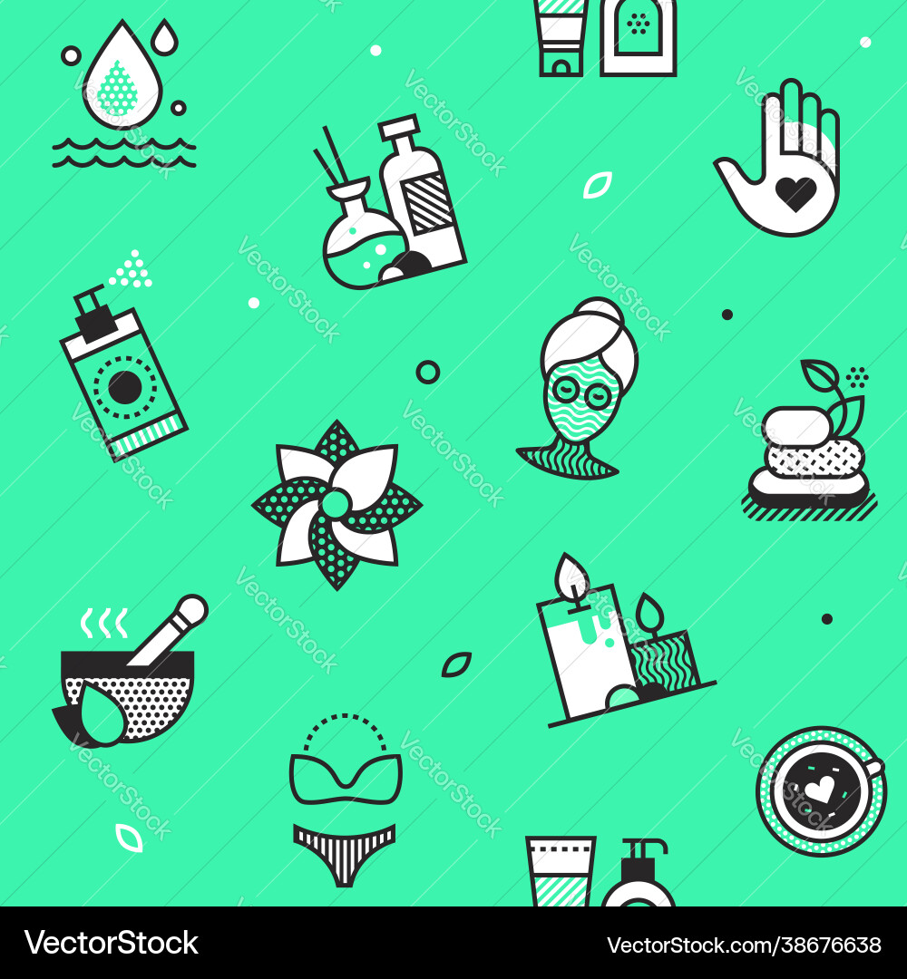 Cosmetician - pattern with line design style icons vector image