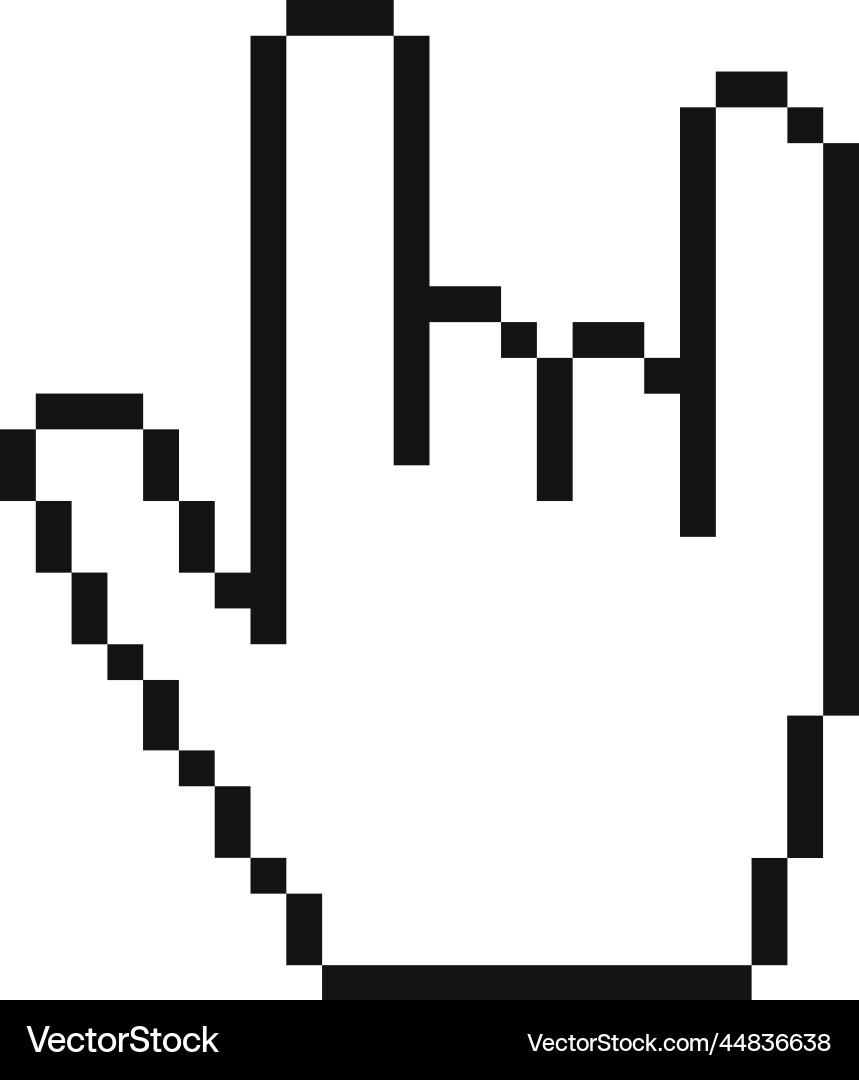 Finger Horns Icon Rock Hand Geste in Pixel Finger Horns Icon Rock Hand Geste in Pixel Vektorbild