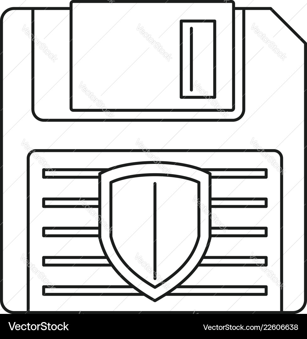Floppy disk protected icon outline style vector image