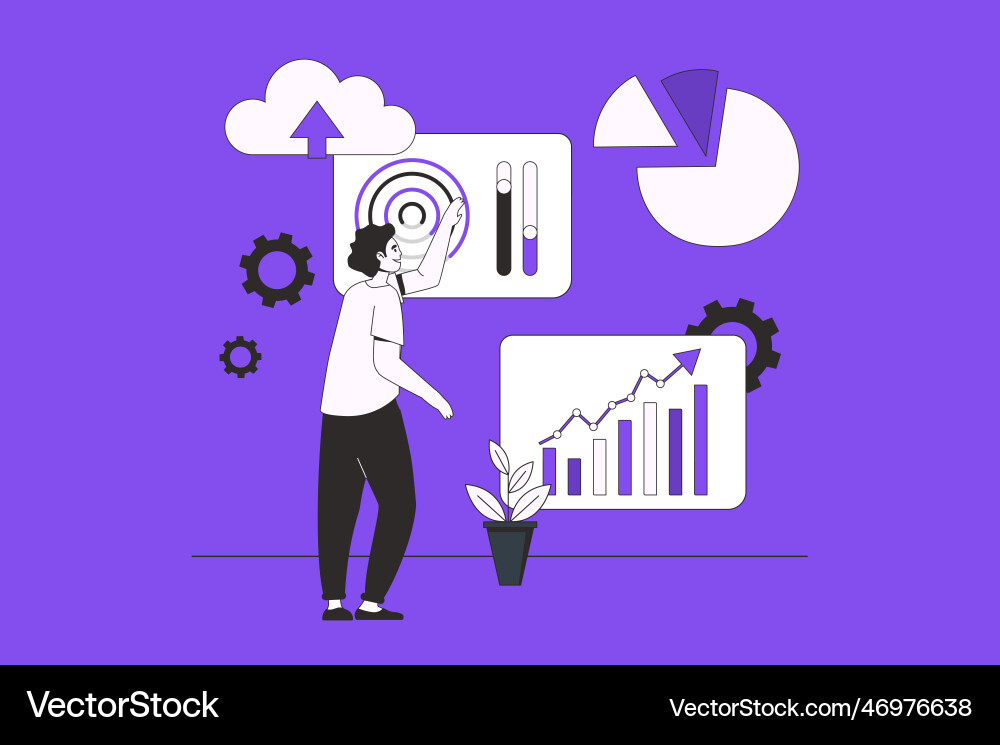 Iot analytics web concept with character scene Iot analytics web concept with character scene vector image