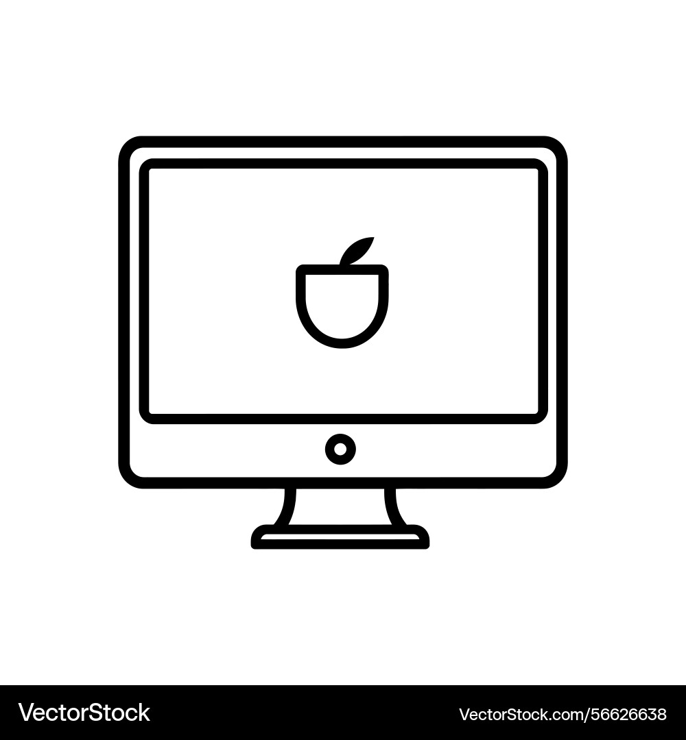 Modern thin line computer icon with apple shape Vector Image