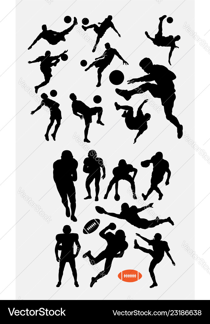 Sports Silhouettes - Football & Soccer Vector Image