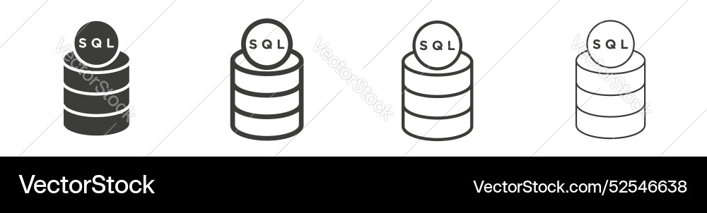 Sql icon set on white background Sql icon set on white background vector image