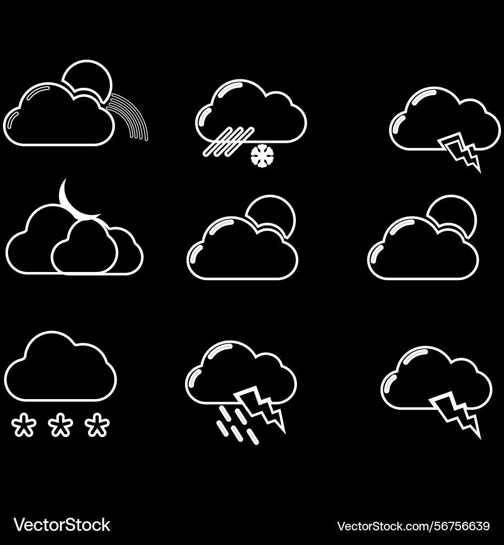 Clouds icons set of in different form Vector Image