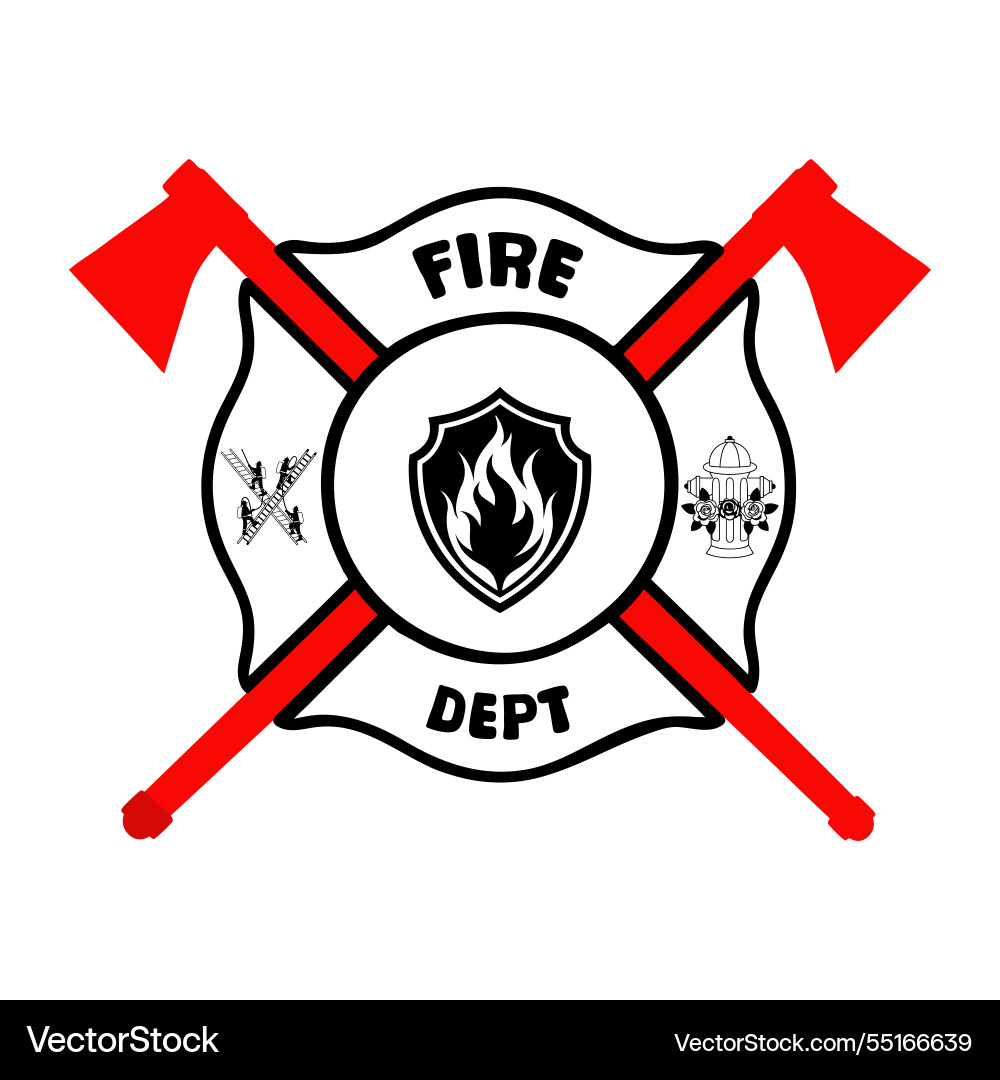 Fire department emblem with axes and hydrant Fire department emblem with axes and hydrant Vector Image