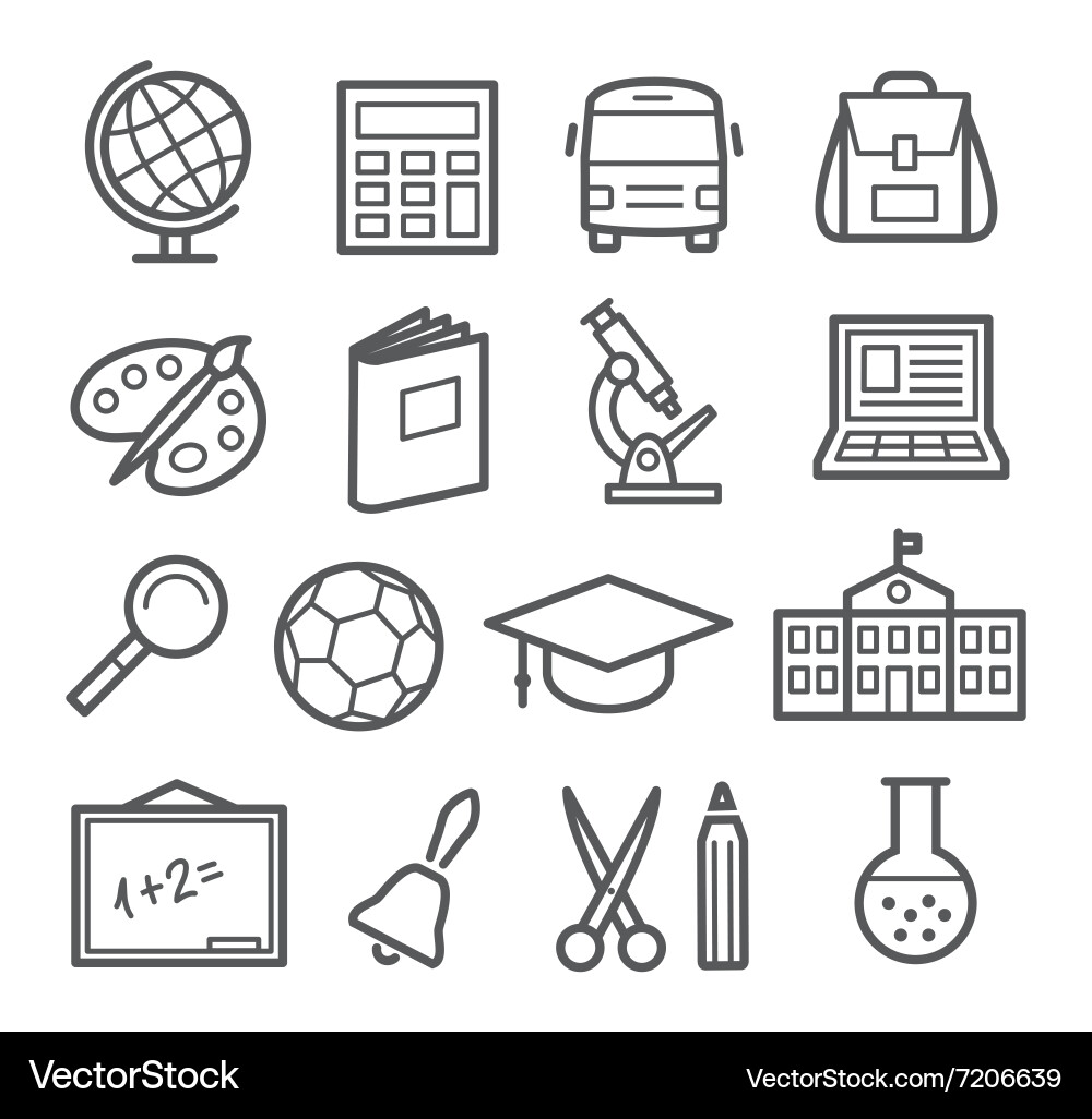 School & Education Line Icons Royalty Free Vector Image