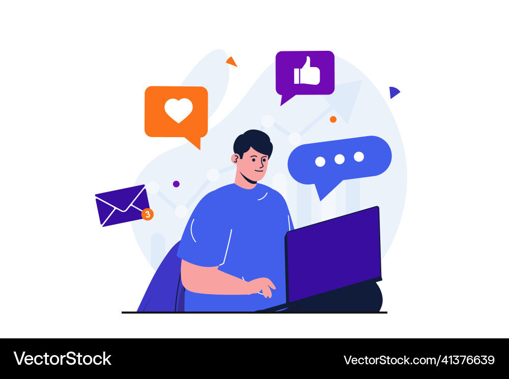 Social media marketing modern flat concept for web Social media marketing modern flat concept for web vector image