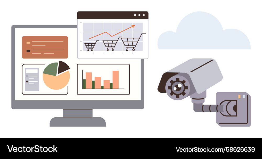 Surveillance camera monitoring data analytics Vector Image