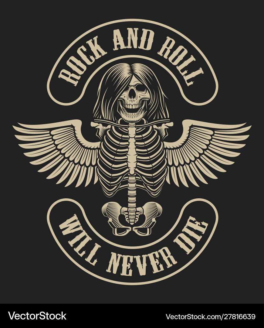 With a skeleton character wings vector image
