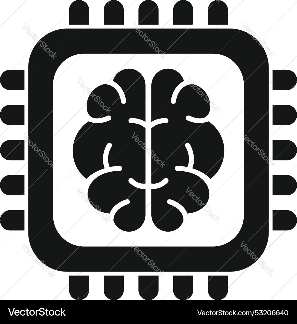 Artificial intelligence chip icon showing machine Artificial intelligence chip icon showing machine vector image