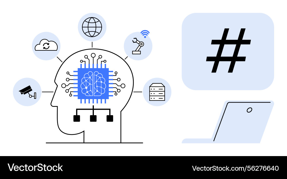 Artificial intelligence integrating technology Artificial intelligence integrating technology vector image