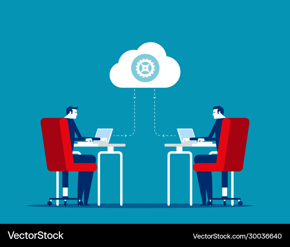 Business team sharing information in service Vector Image