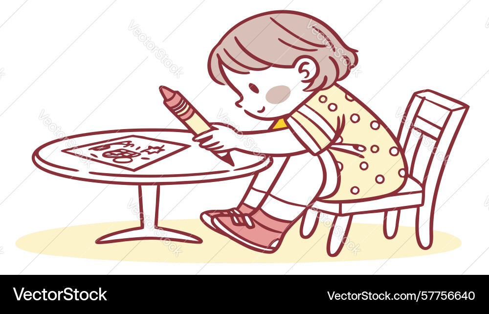 Child drawing at a round table design generative Vector Image