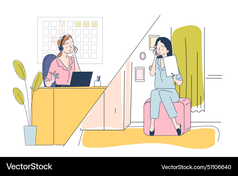 Concept of communication two animated characters Vector Image