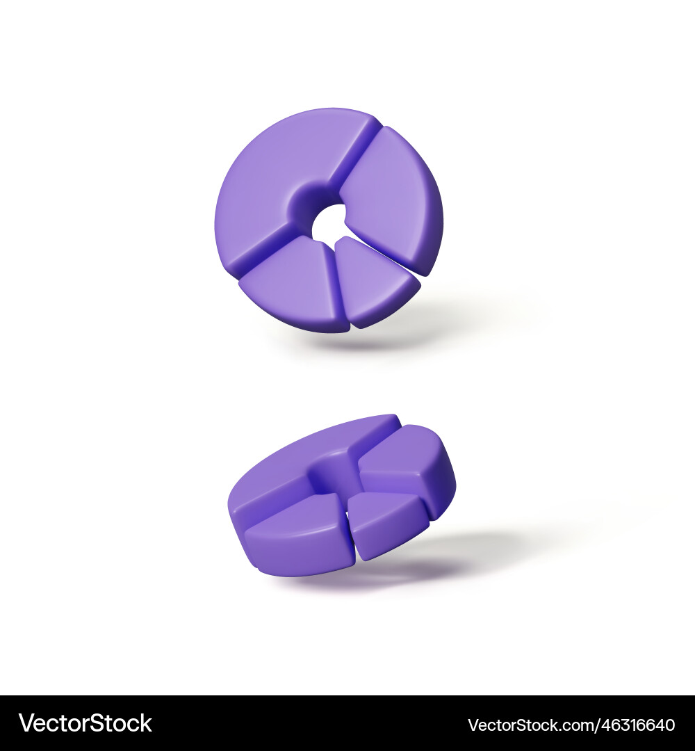 Donat chart in 3d realistic style circular vector image