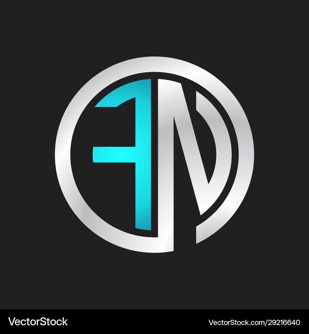 Fn initial logo linked circle monogram Fn initial logo linked circle monogram vector image