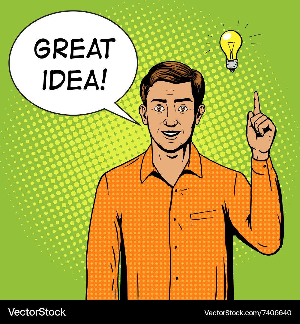 Man with Idea - Pop Art Style Vector Image