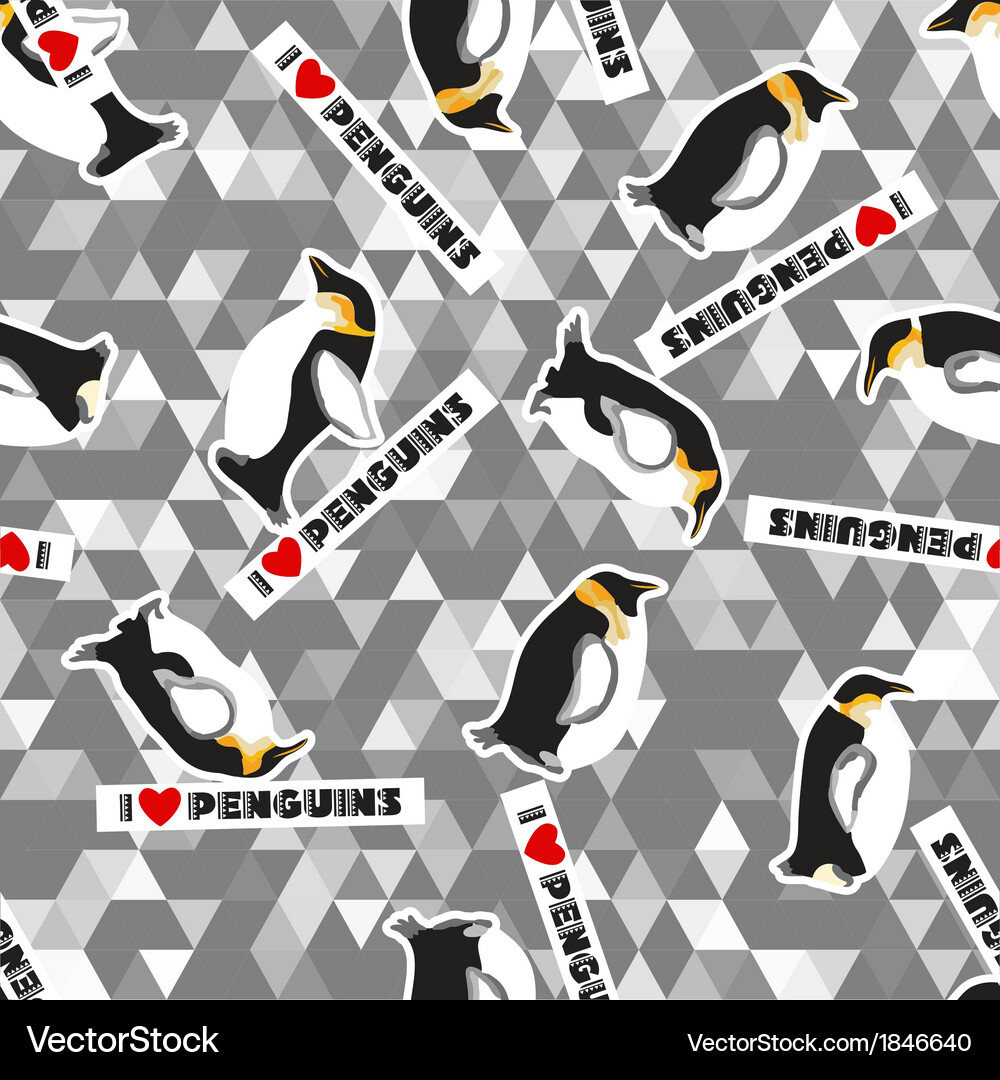 Penguin and a triangular design Vector Image