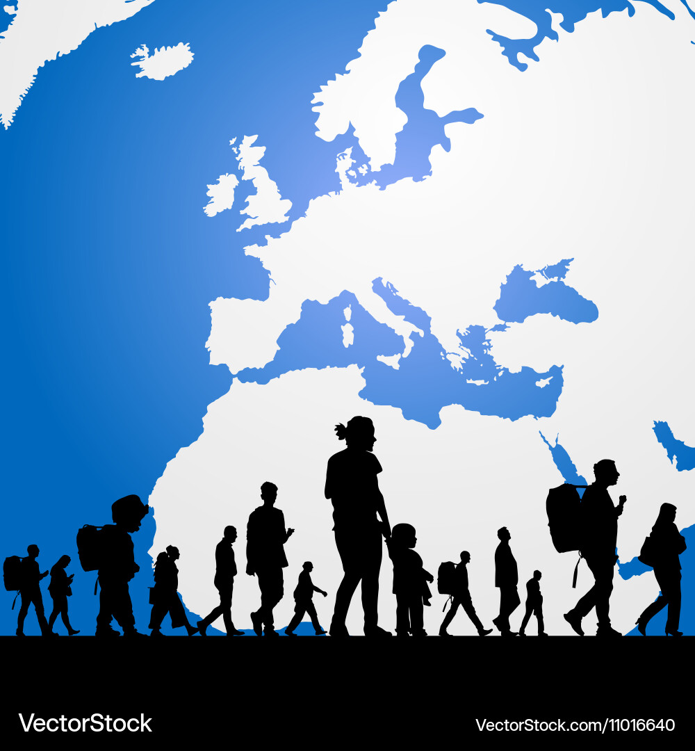 Refugee Migration Silhouette vector image